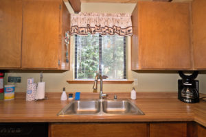 Classic double sink with with beautiful outdoor view