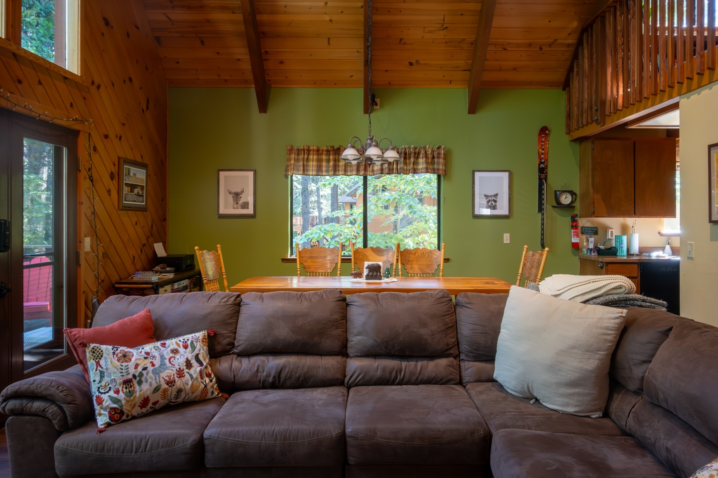 Dorrington Vacation Rental Cabins - A brown couch in a living room.